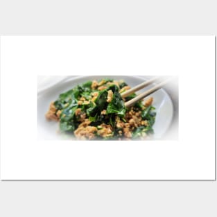 Asian grilled chicken with green vegetables Posters and Art
